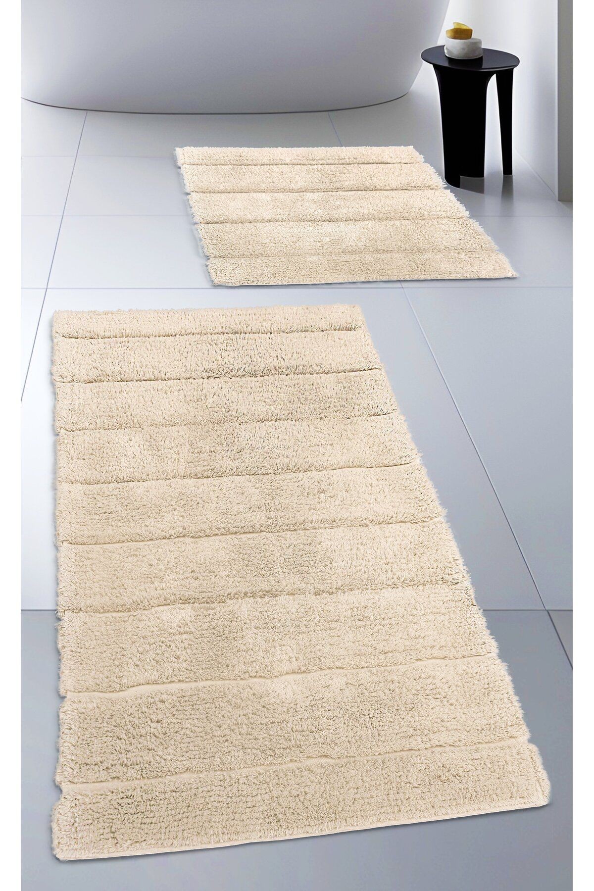 Pamuk Tafting Su Emici Banyo Paspas Seti, Banyo Halısı SOFT 2 Li Set 60x100 - 60x50