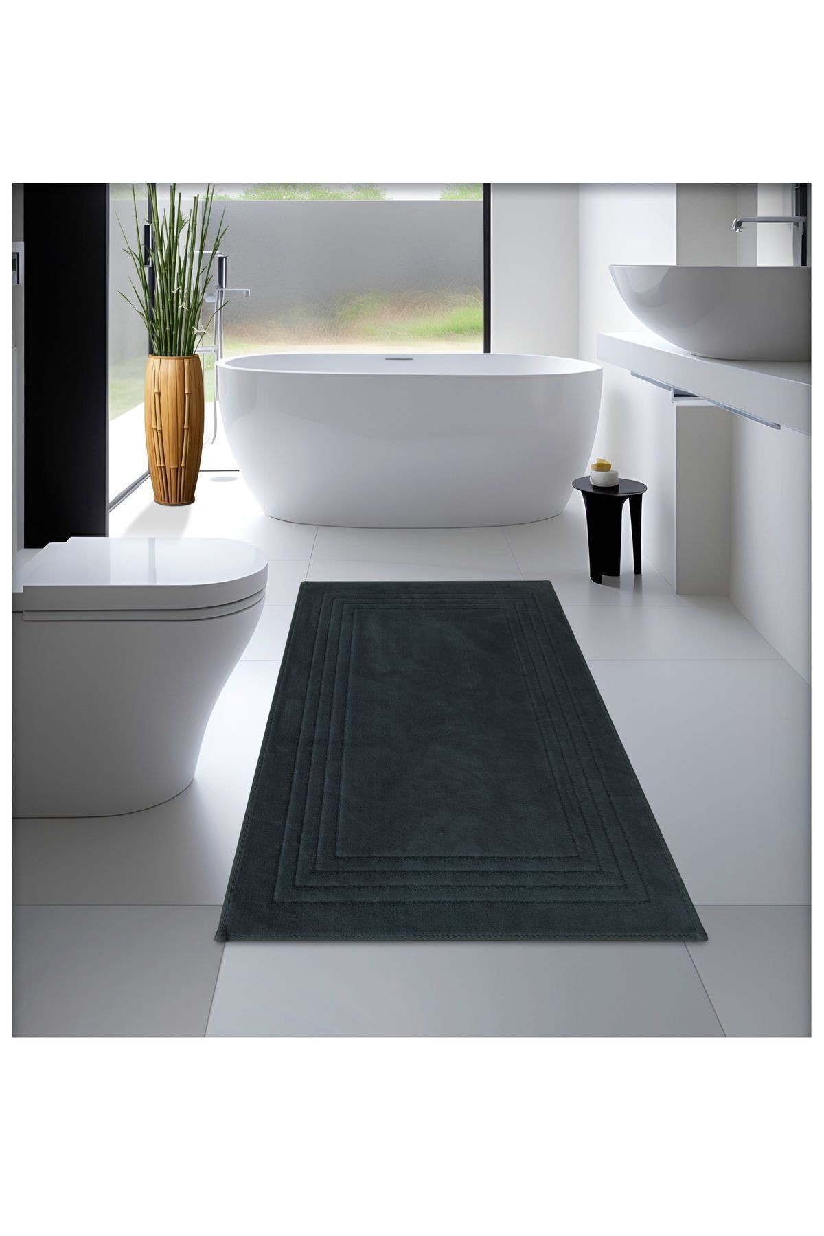 Pamuk Dokuma Su Emici Banyo Paspası, Banyo Halısı VERA 60x100 CM
