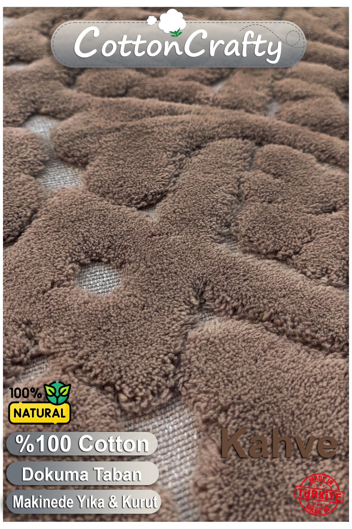 Geleneksel Pamuklu Dokuma Su Emici Banyo Paspas Seti, Banyo Halısı LARA 2'li Set, Klozet Takım 60x100 - 60x50 cm