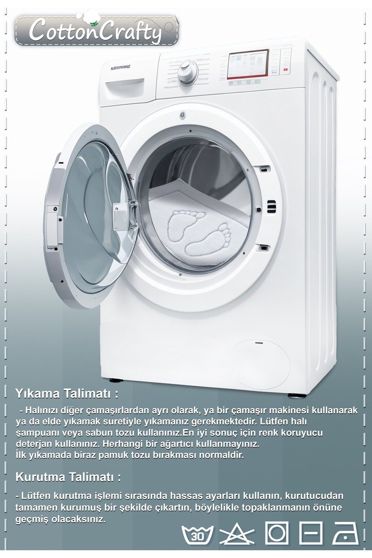 Pamuk Tafting Su Emici Banyo Paspas Seti, Banyo Halısı SOFT 2 Li Set 60x100 - 60x50