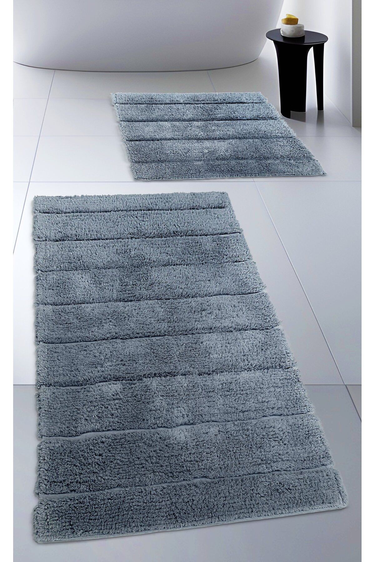Pamuk Tafting Su Emici Banyo Paspas Seti, Banyo Halısı SOFT 2 Li Set 60x100 - 60x50