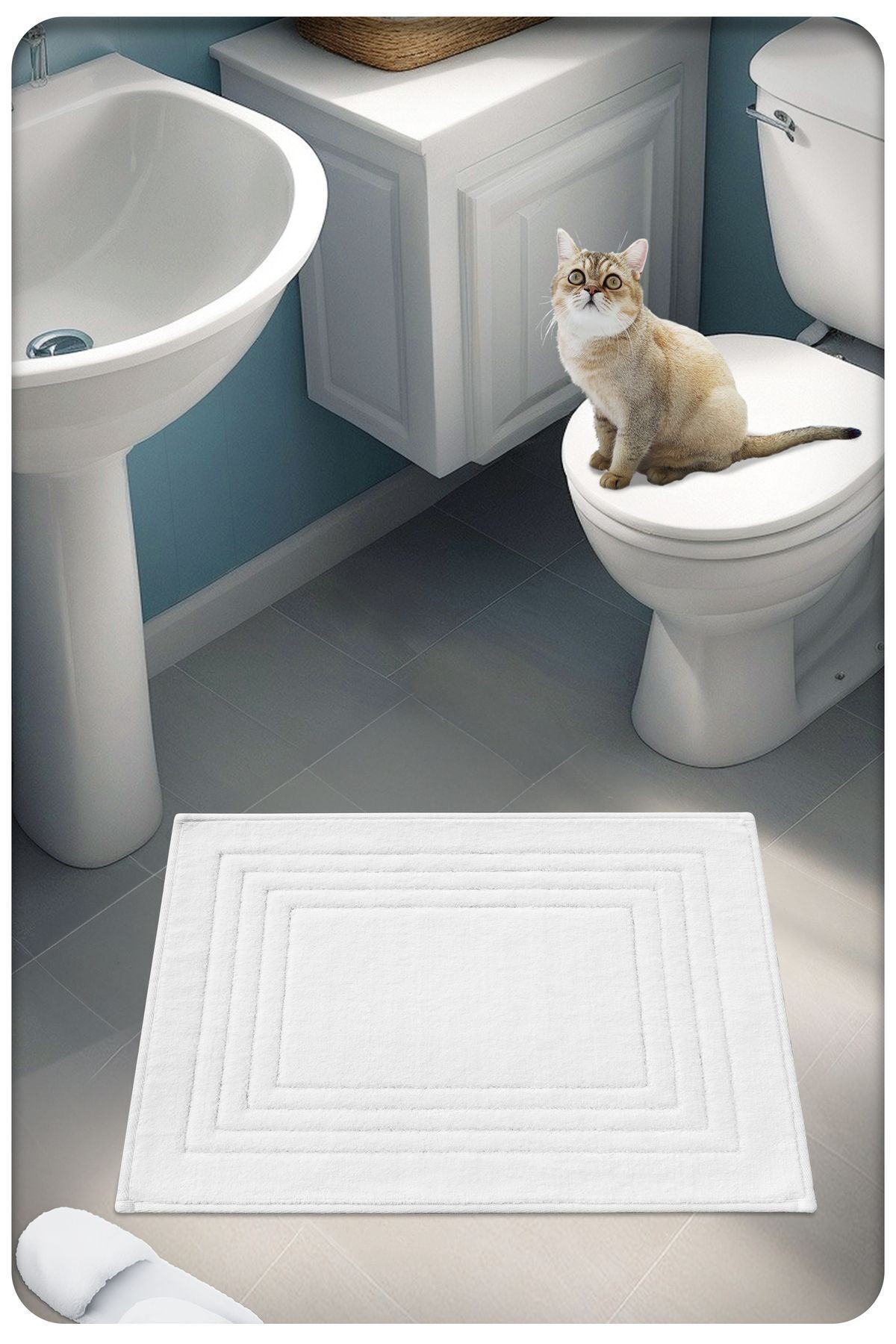 Pamuk Dokuma Su Emici Banyo Paspası VERA 60x50 Cm