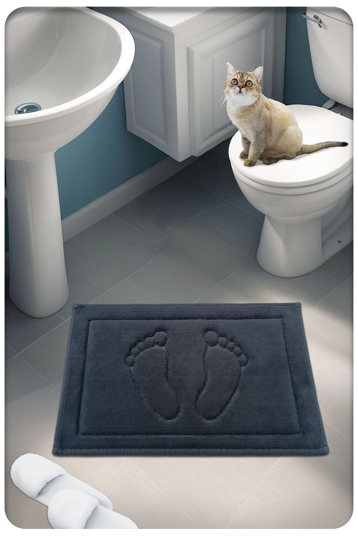 Pamuk Dokuma Su Emici Banyo Paspası Ayak 60x40 CM