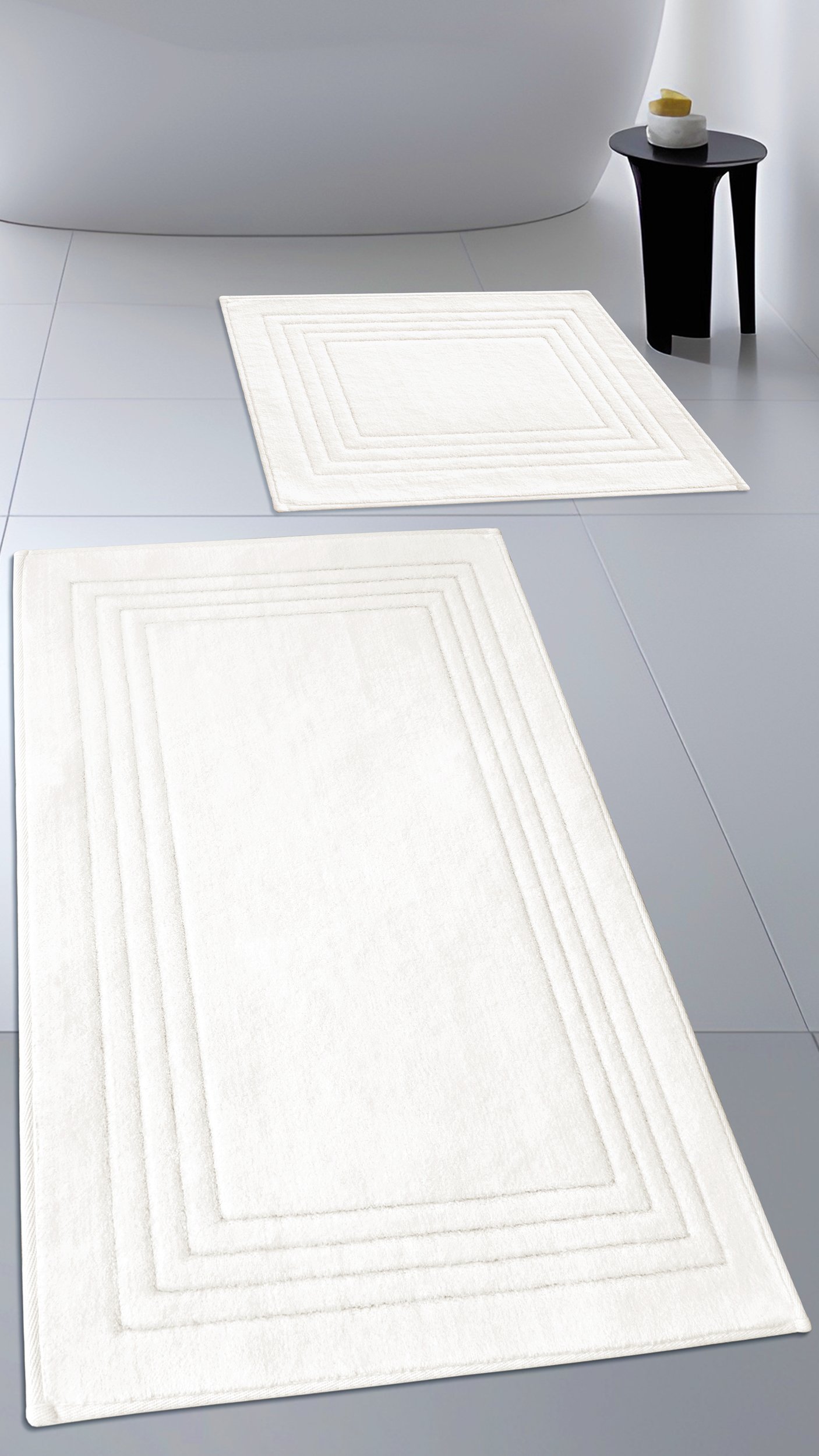 Pamuk Dokuma Su Emici Banyo Paspas Seti, Banyo Halısı VERA 2 Li Set 60x100 - 60x50 CM