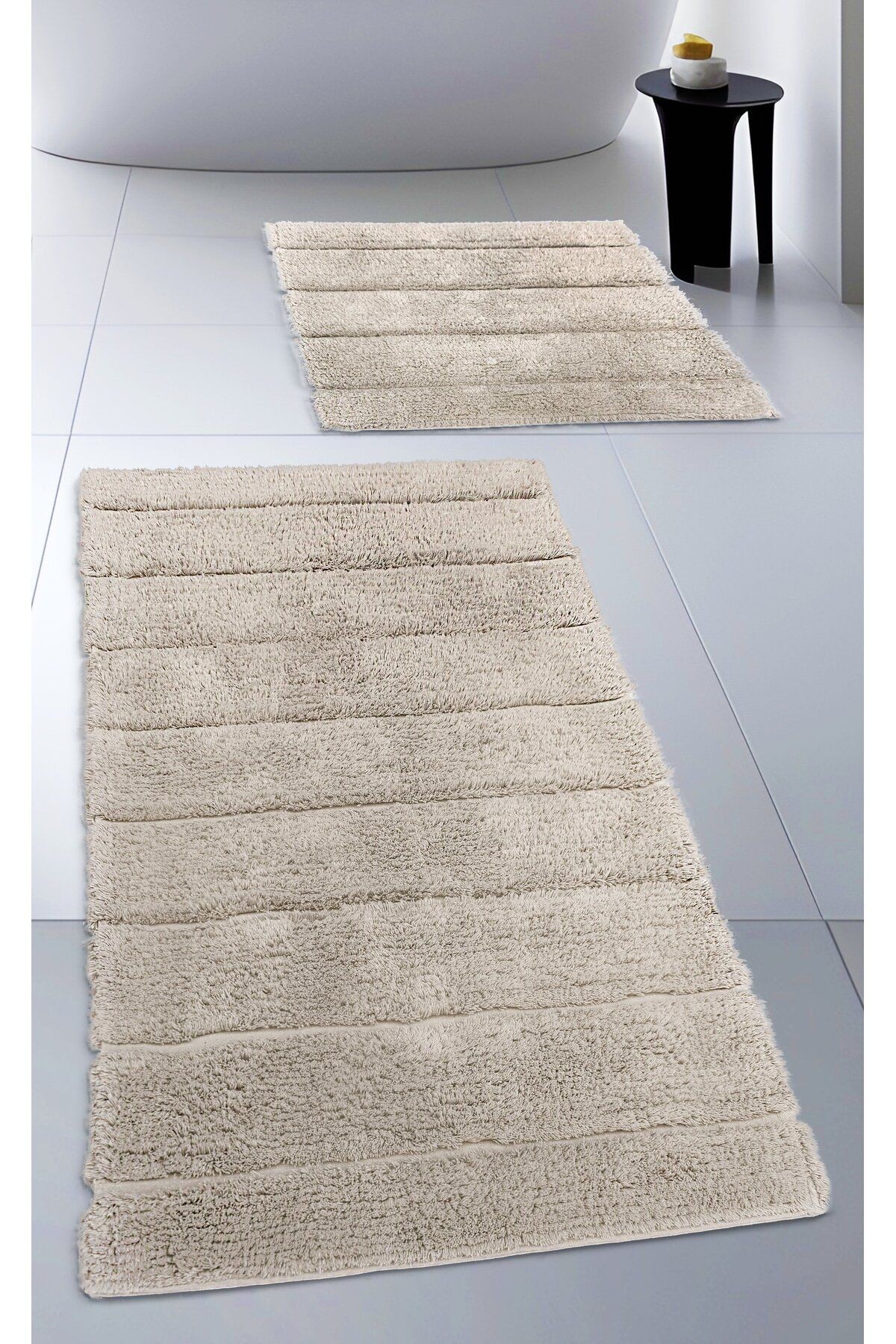 Pamuk Tafting Su Emici Banyo Paspas Seti, Banyo Halısı SOFT 2 Li Set 60x100 - 60x50