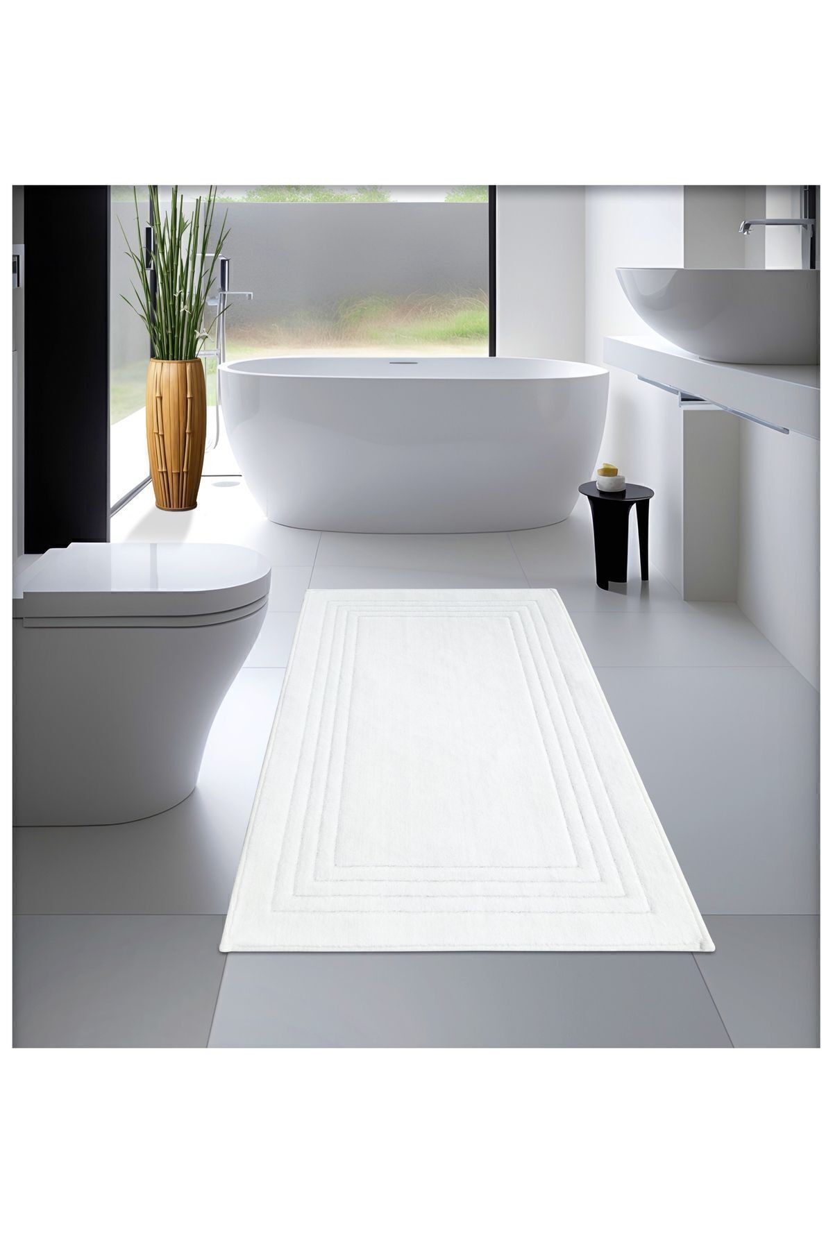 Pamuk Dokuma Su Emici Banyo Paspası, Banyo Halısı VERA 60x100 CM