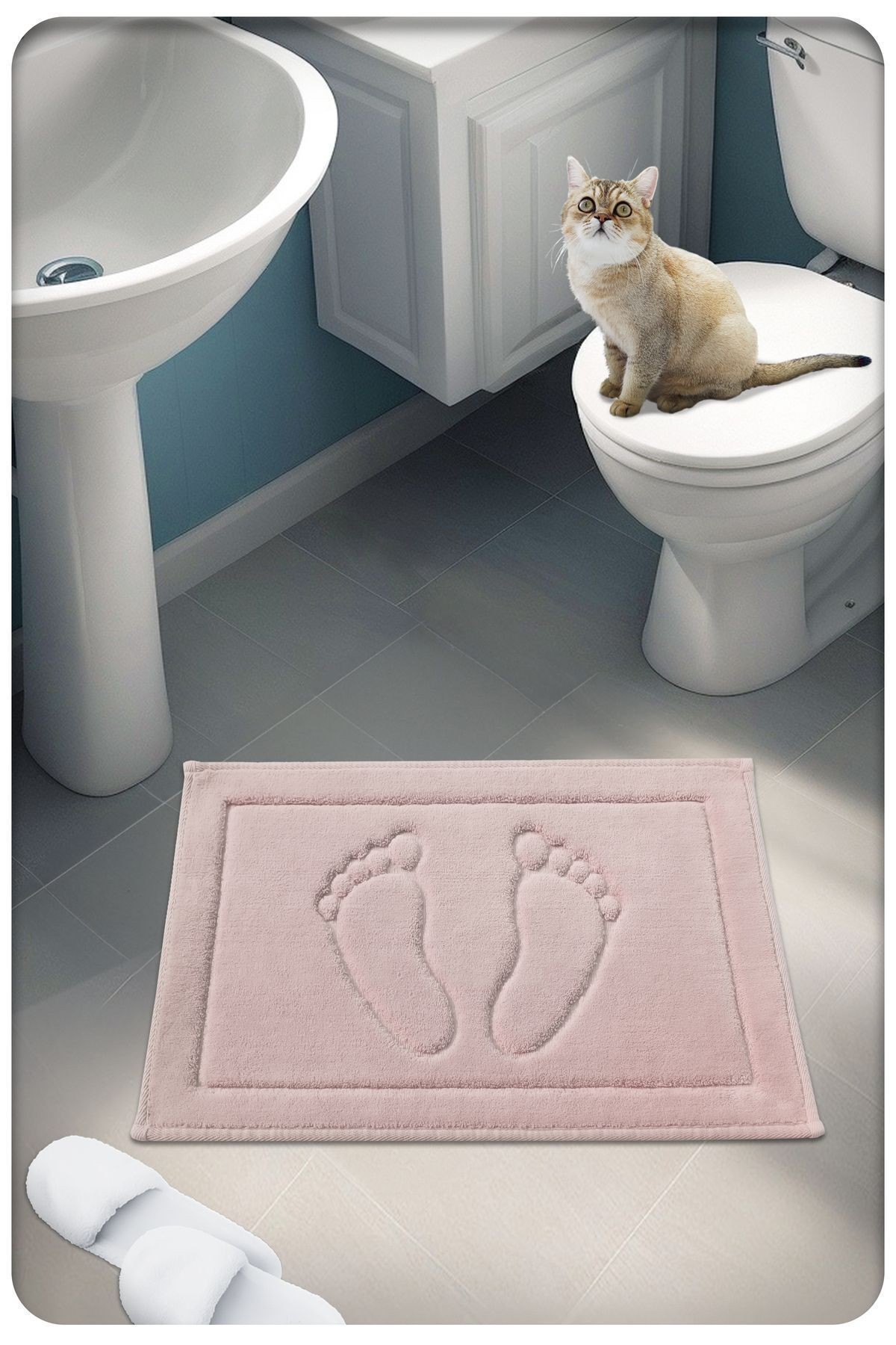 Pamuk Dokuma Su Emici Banyo Paspası Ayak 60x40 CM