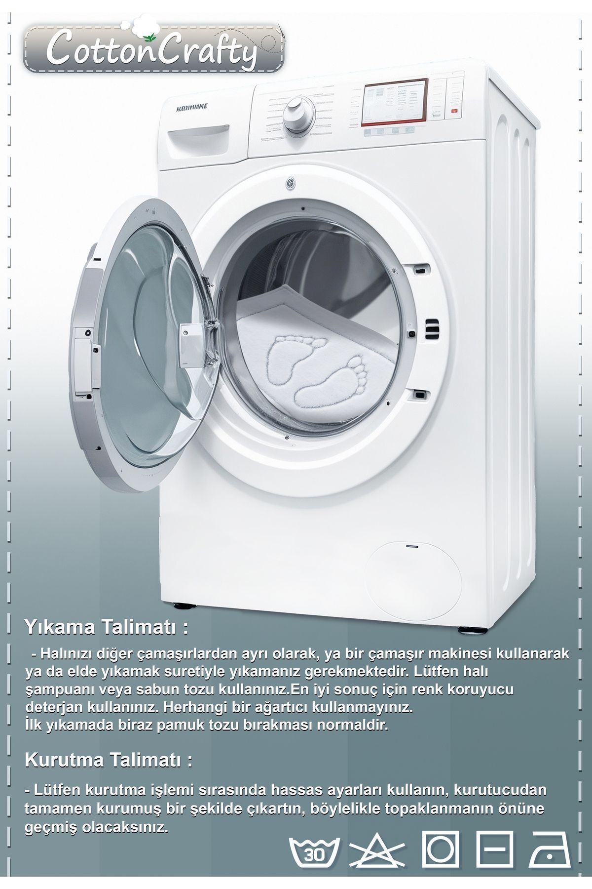Pamuk Dokuma Su Emici Banyo Paspas Seti, Banyo Halısı ÇİÇEK 2 Li Set 60x100 - 60x50 CM