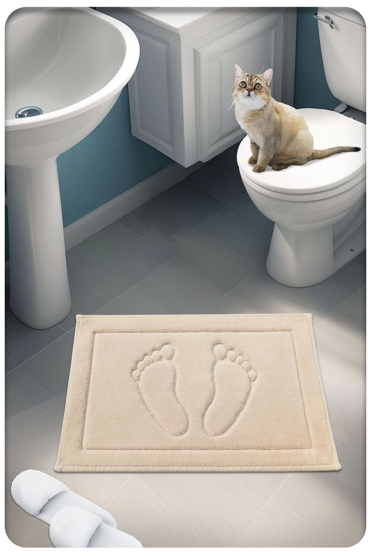 Pamuk Dokuma Su Emici Banyo Paspası Ayak 60x40 CM