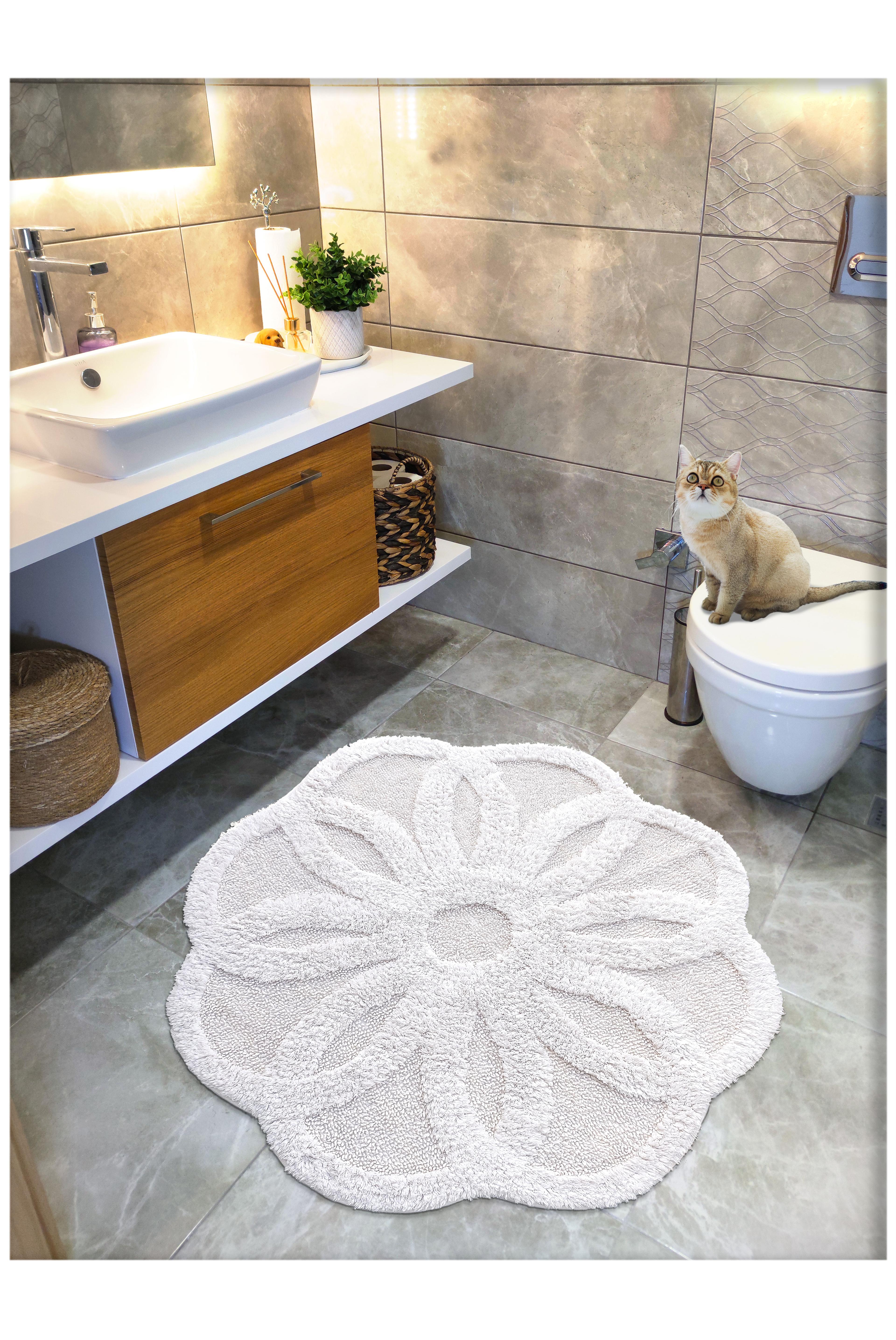 Pamuk Tafting Su Emici Banyo Paspası, Banyo Halısı LOTUS 