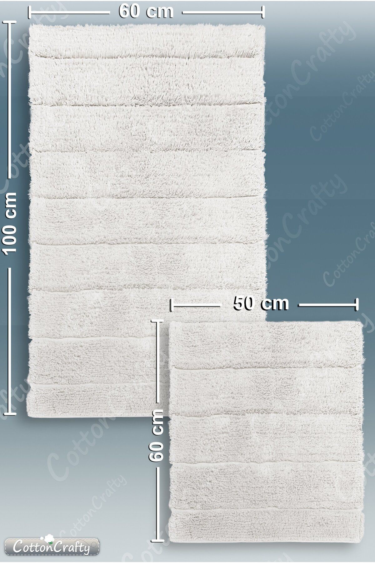 Pamuk Tafting Su Emici Banyo Paspas Seti, Banyo Halısı SOFT 2 Li Set 60x100 - 60x50