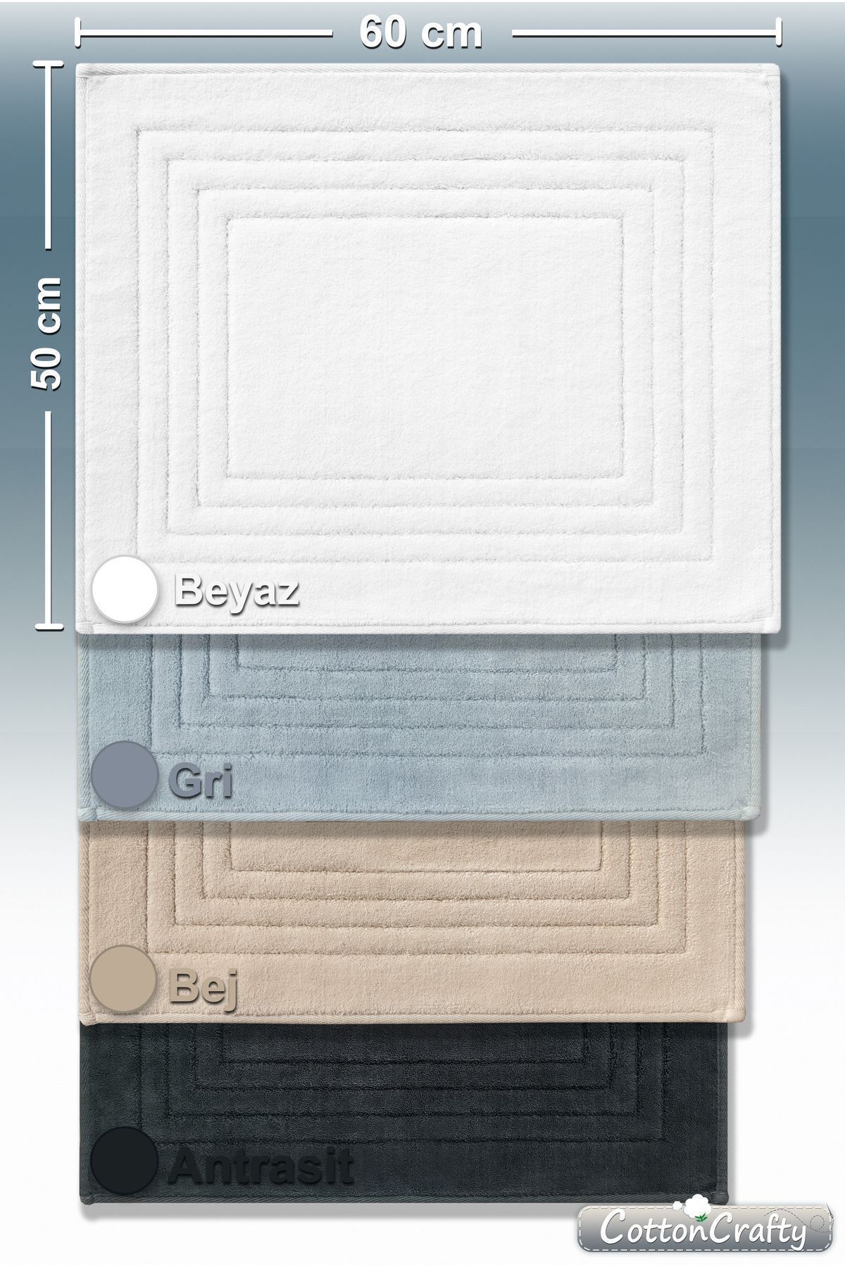 Pamuk Dokuma Su Emici Banyo Paspası VERA 60x50 Cm