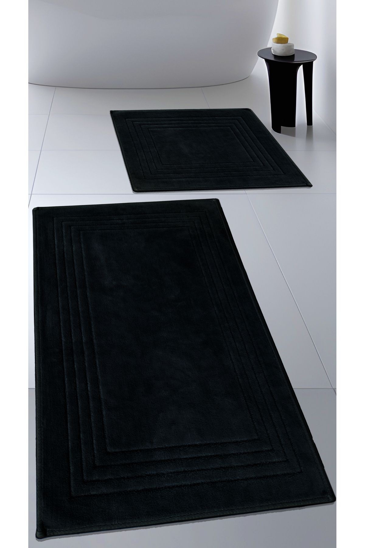Pamuk Dokuma Su Emici Banyo Paspas Seti, Banyo Halısı VERA 2 Li Set 60x100 - 60x50 CM