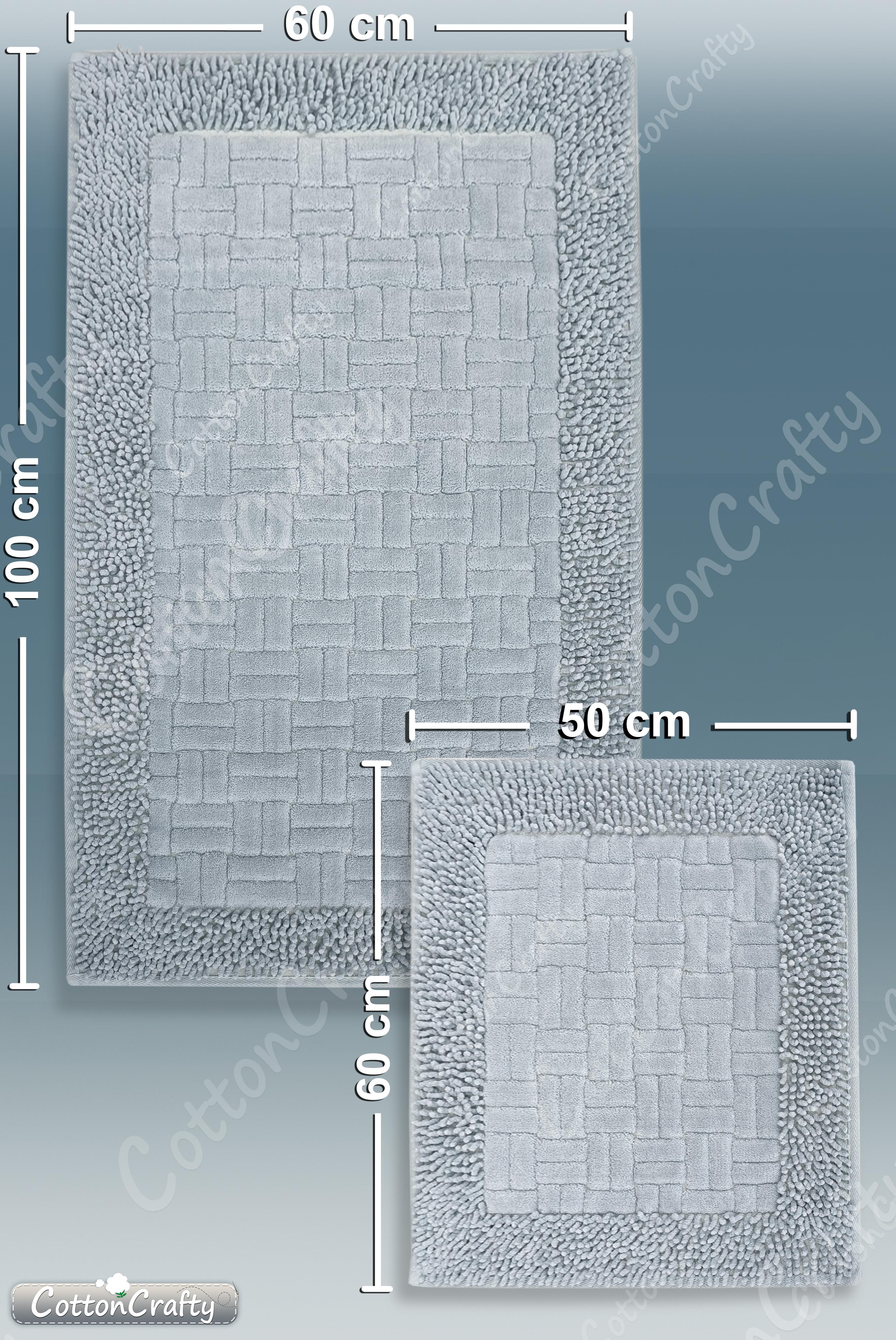 Geleneksel Pamuklu Dokuma,Tafting, Su Emici, El Yapımı, Banyo Paspas Seti, Banyo Halısı, DOMİNOMOSS 2'li Klozet Takım, 60x100 - 60x50 cm