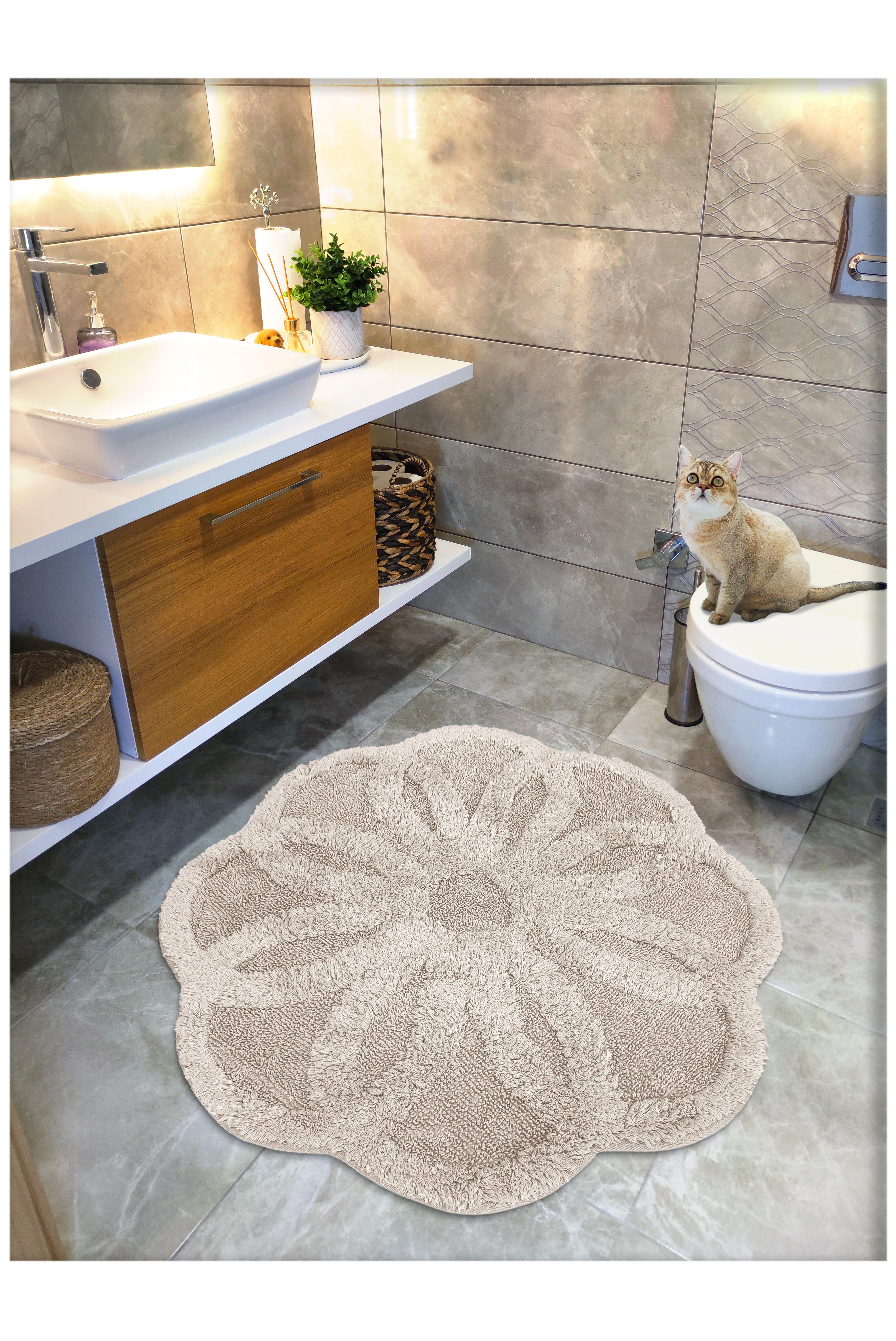 Pamuk Tafting Su Emici Banyo Paspası, Banyo Halısı LOTUS 