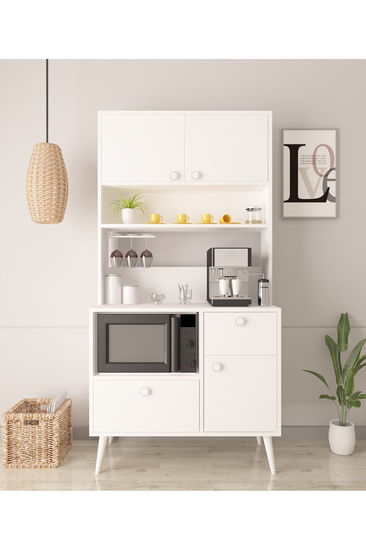 Latte Kahve Köşesi / Çok Amaçlı Dolap / Airfryer Dolabı / Mutfak Organizeri