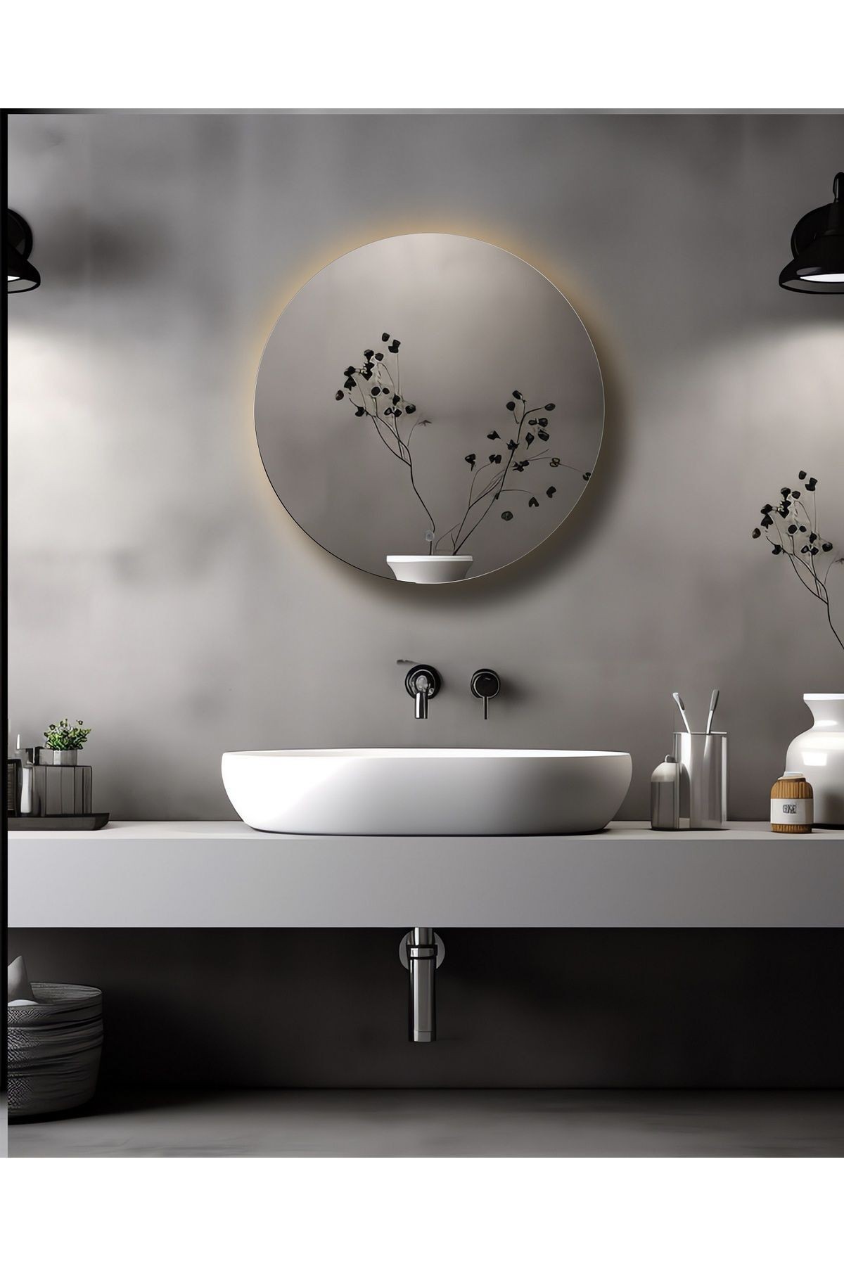 Banyo Dolabı Aynalı Dokunmatik Ledli Flora Suny