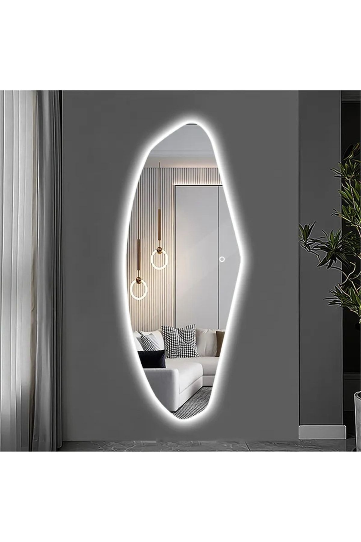 Boy Aynası Flora Saturn Dekoratif Boy Aynası Ledli Dokunmatik Gf-001