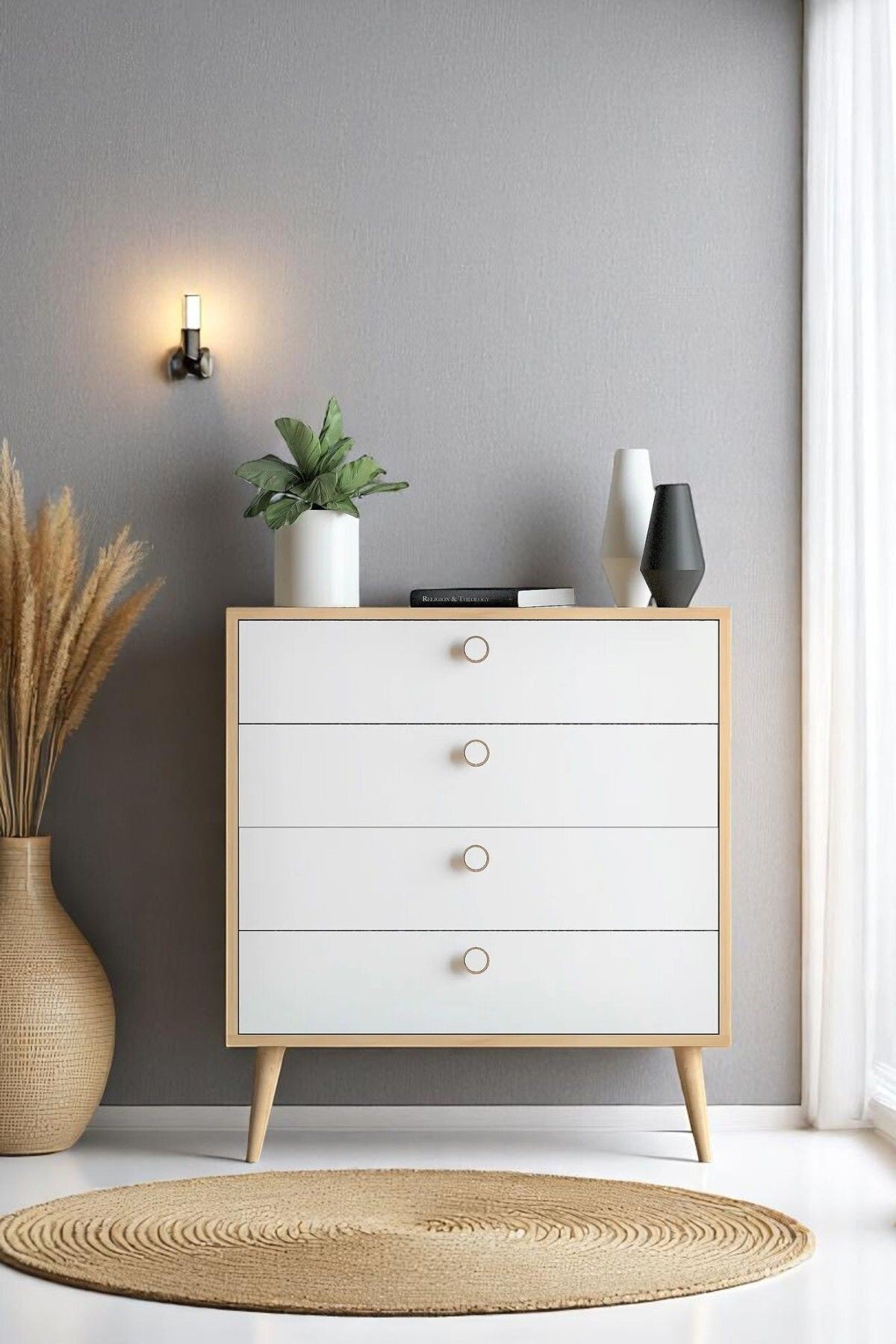 Zen  Şifonyer / Çok Amaçlı Dolap/ Çekmeceli Şifonyer / Kapaklı Şifonyer / 4 Çekmeceli Şifonyer 80CM