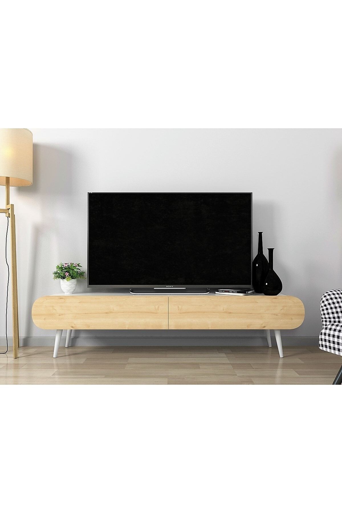 Flora Dia Dekoratiif Tv Ünitesi 150 Cm (BEYAZ-MEŞE)