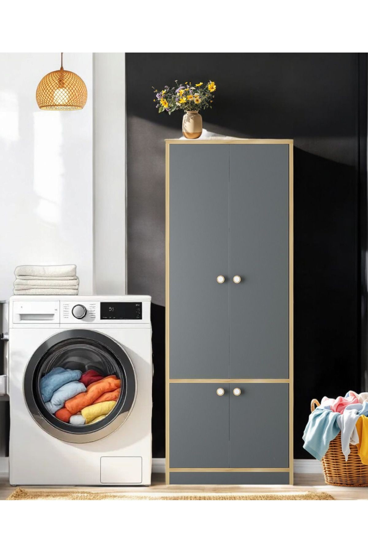 Niva Çok Amaçlı Mutfak -banyo-kiler Dolabı / 4 Kapaklı Dolap / 7 Raflı Dolap