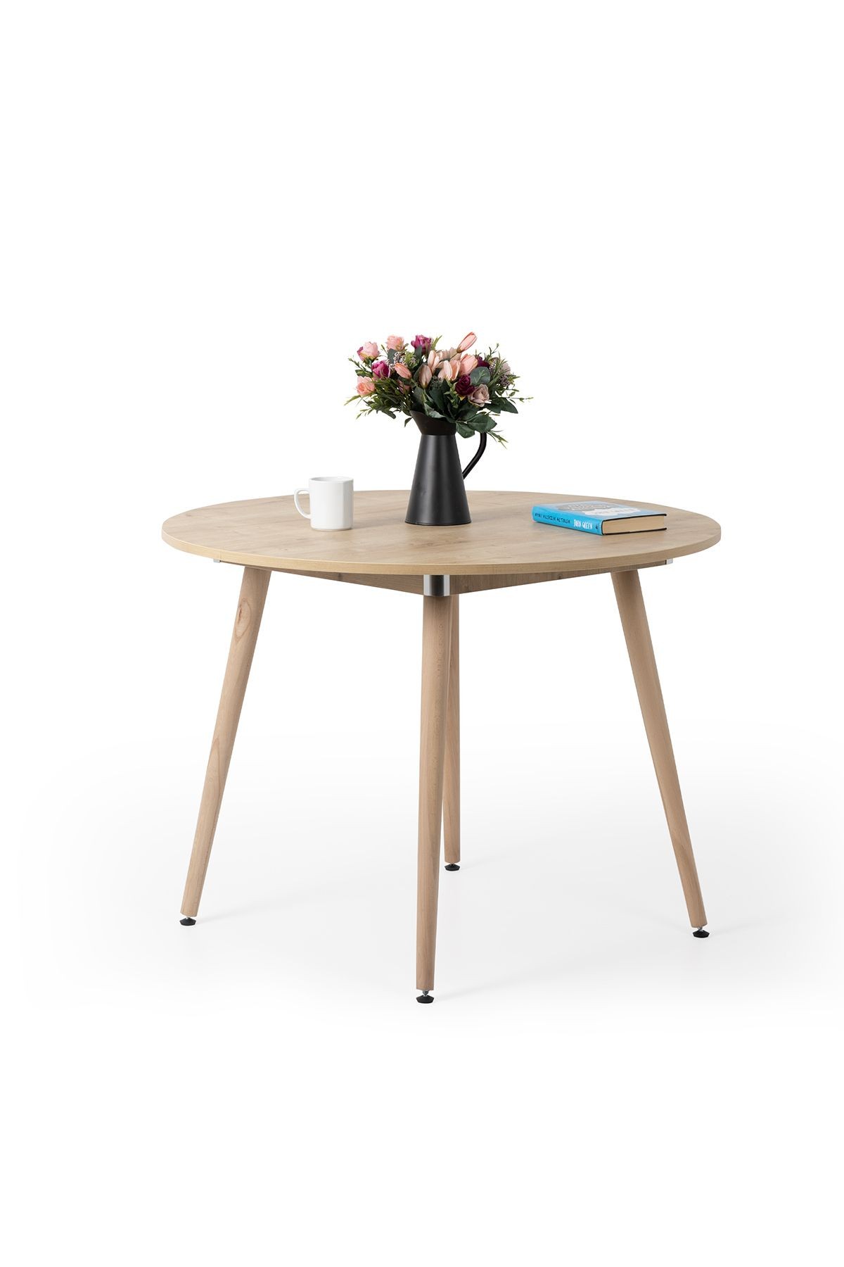 Bistro 90 Cm / Yuvarlak Mutfak Masası / Yuvarlak Yemek Masası / Meşe