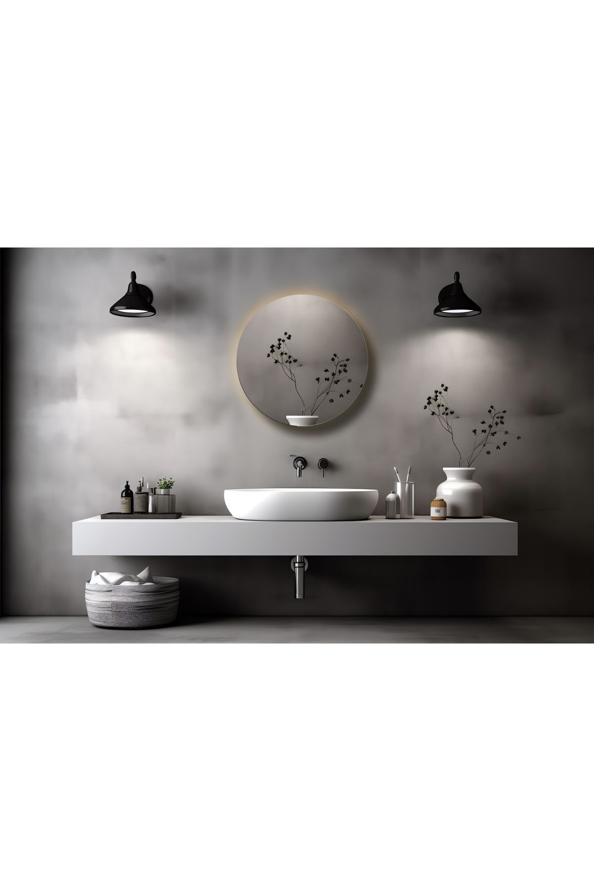Banyo Dolabı Aynalı Dokunmatik Ledli Flora Suny
