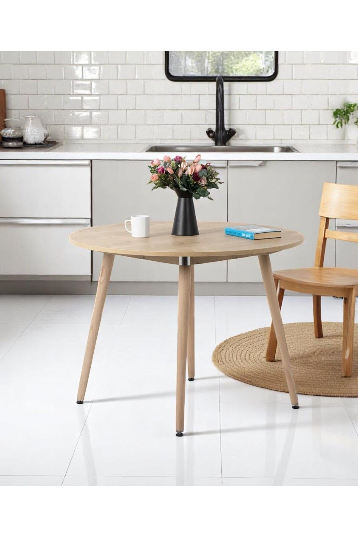 Bistro 100 Cm / Yuvarlak Mutfak Masası / Yuvarlak Yemek Masası / Meşe