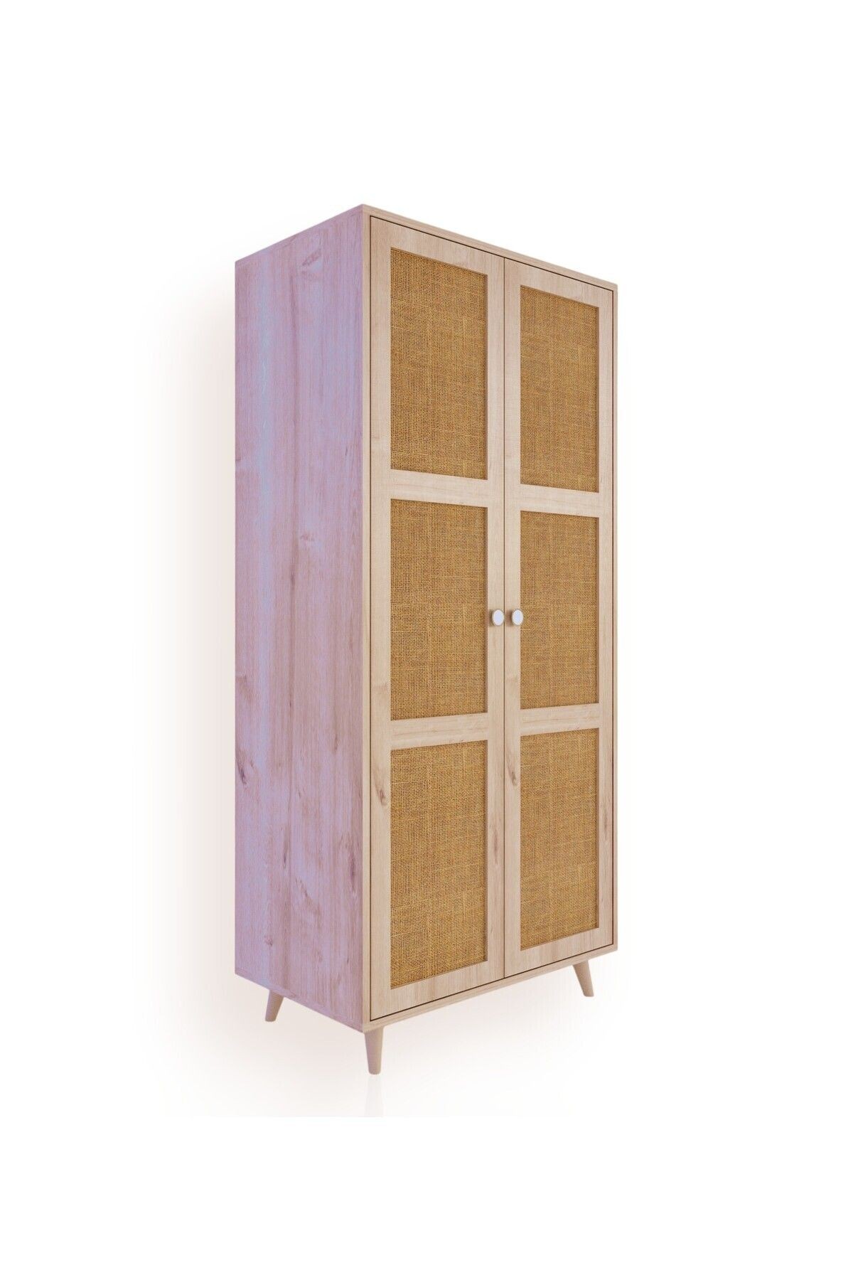 Bali Bohem Jüt Gardırop /elbise Dolabı Iki Kapaklı Dolap / Çok Amaçlı Dolap Mdf Jüt Kapaklı