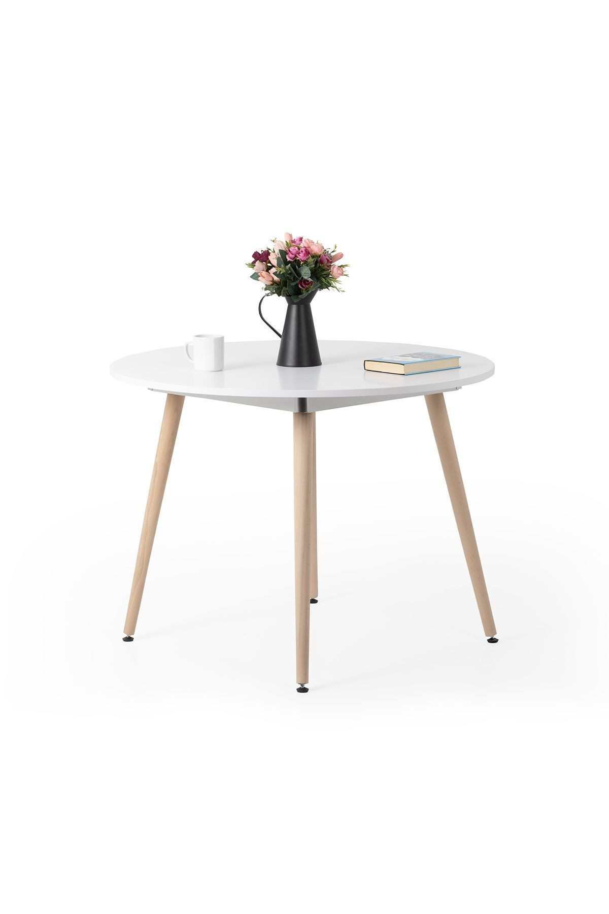 Bistro 100cm / Yuvarlak Mutfak Masası / Yuvarlak Yemek Masası / Beyaz