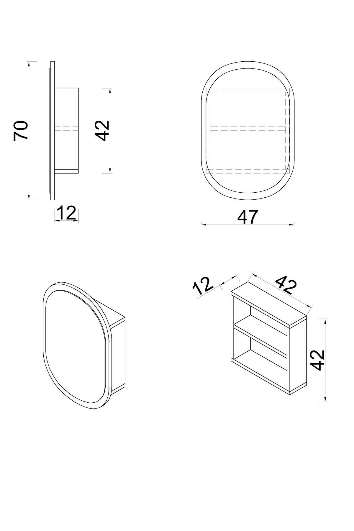 Side (BEYAZ) 75x50cm /banyo Dolabı Aynalı / Lavabo Üstü Dolap / Banyo Düzenleyici / Aynalı Dolap