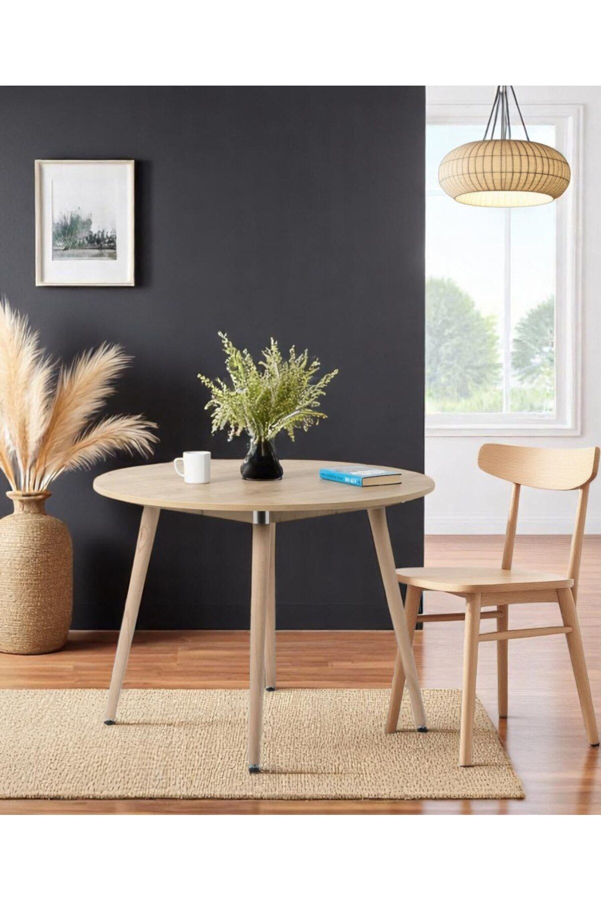 Bistro 90 Cm / Yuvarlak Mutfak Masası / Yuvarlak Yemek Masası / Meşe