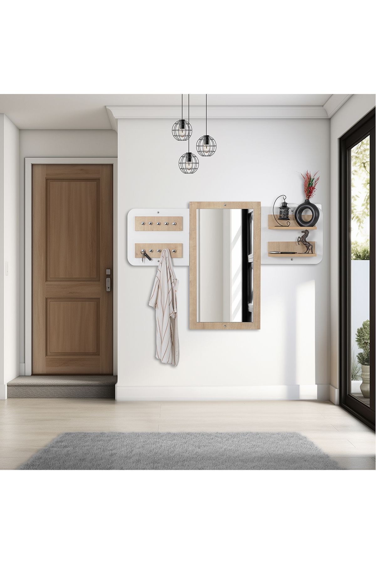 Elbise Askısı / Aynalı Askı / Dekoratif Askılık / Portmanto /duvar Askılık / Flora Dafne