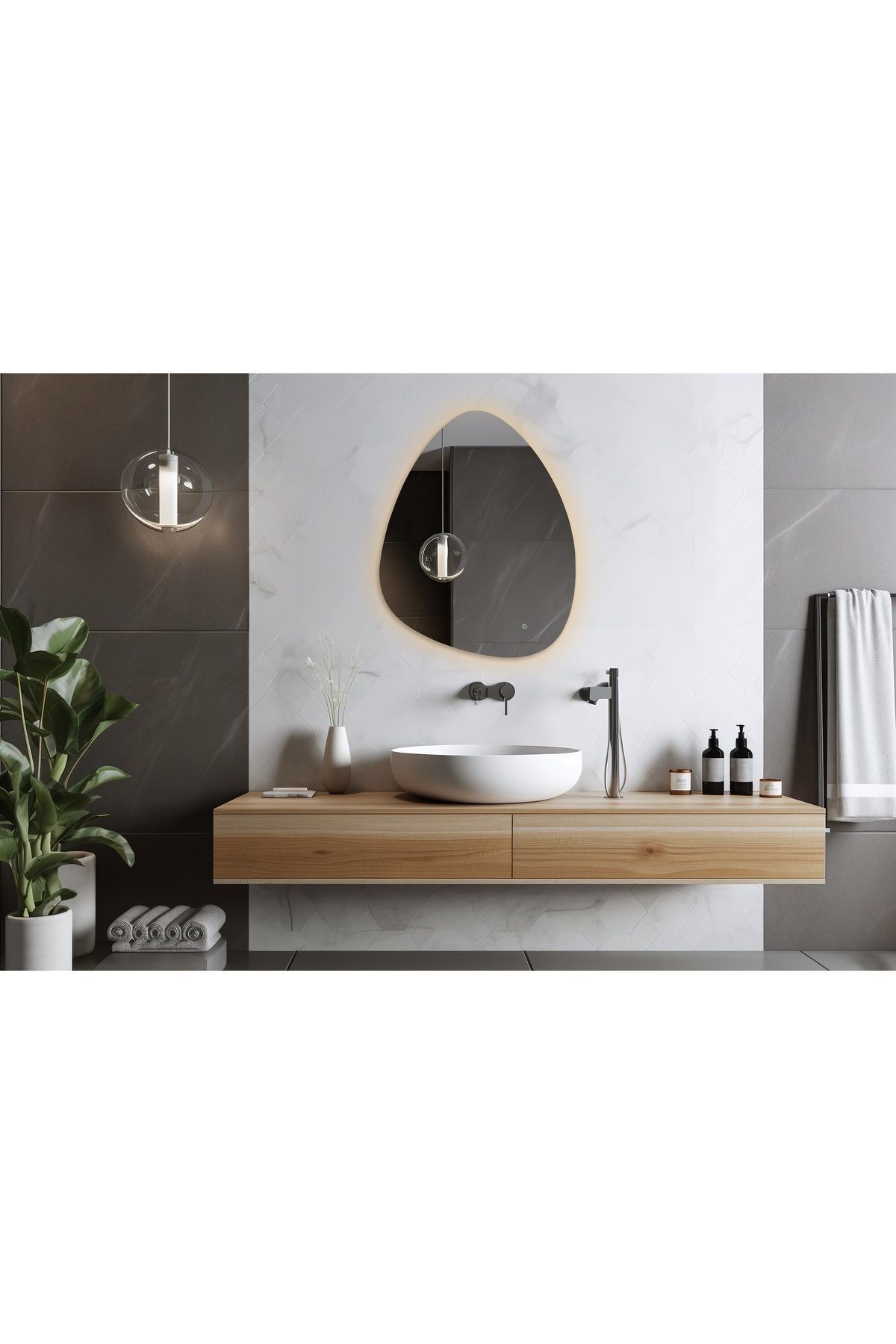 Flora Suen / Ledli Banyo Aynası / Lavabo Aynası / Ledli Dokunmatik Ayna / Ledli Banyo Aynası
