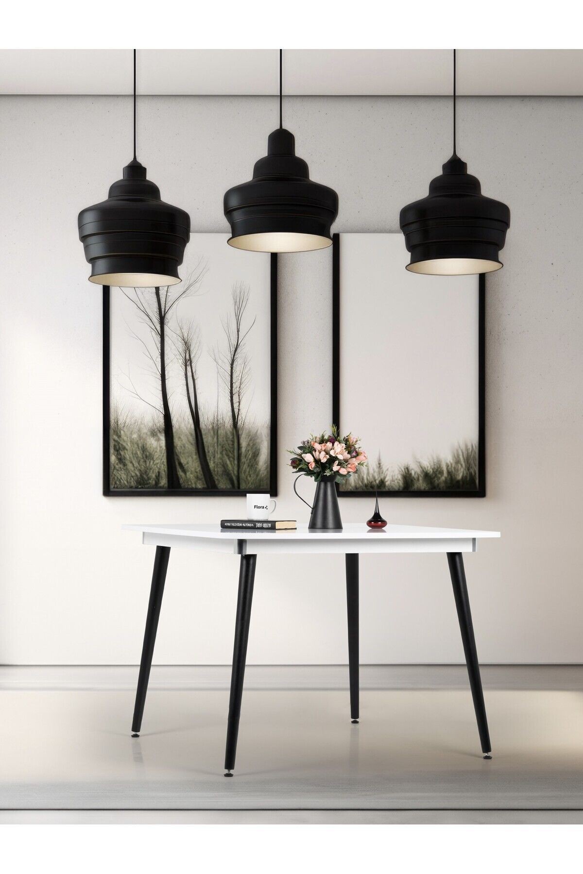 Bistro 90x90cm Kare Mutfak Masası / Yemek Masası / Ahşap Yemek Masası / Beyaz