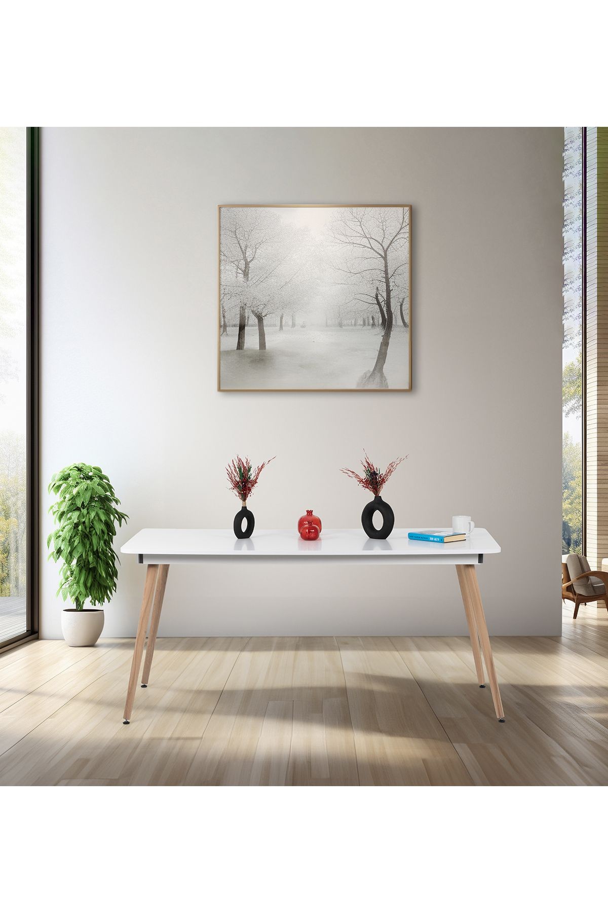 Bistro 160x80 Cm / Dikdörtgen Mutfak Masası / Mutfak Yemek Masası / Dikdörtgen Masa / Beyaz