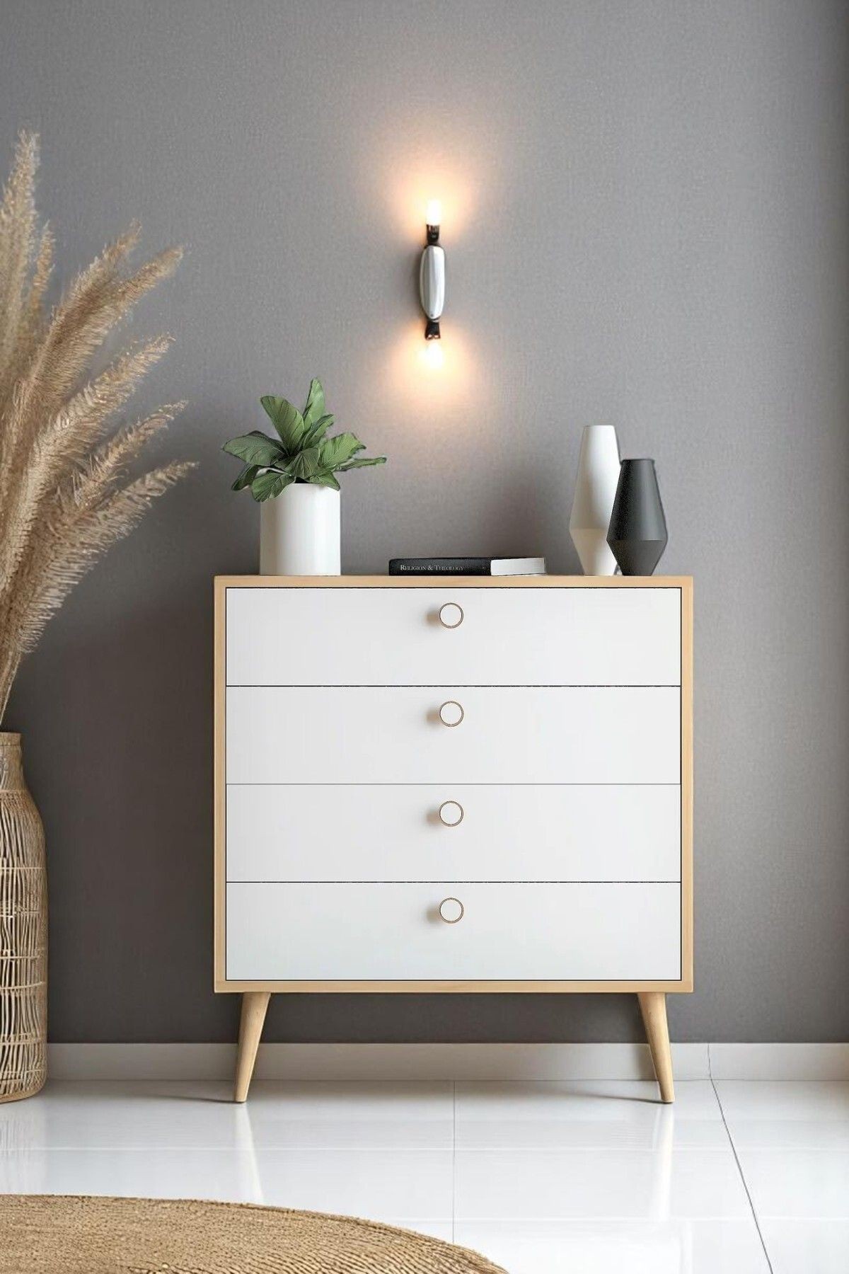 Zen  Şifonyer / Çok Amaçlı Dolap/ Çekmeceli Şifonyer / Kapaklı Şifonyer / 4 Çekmeceli Şifonyer 80CM