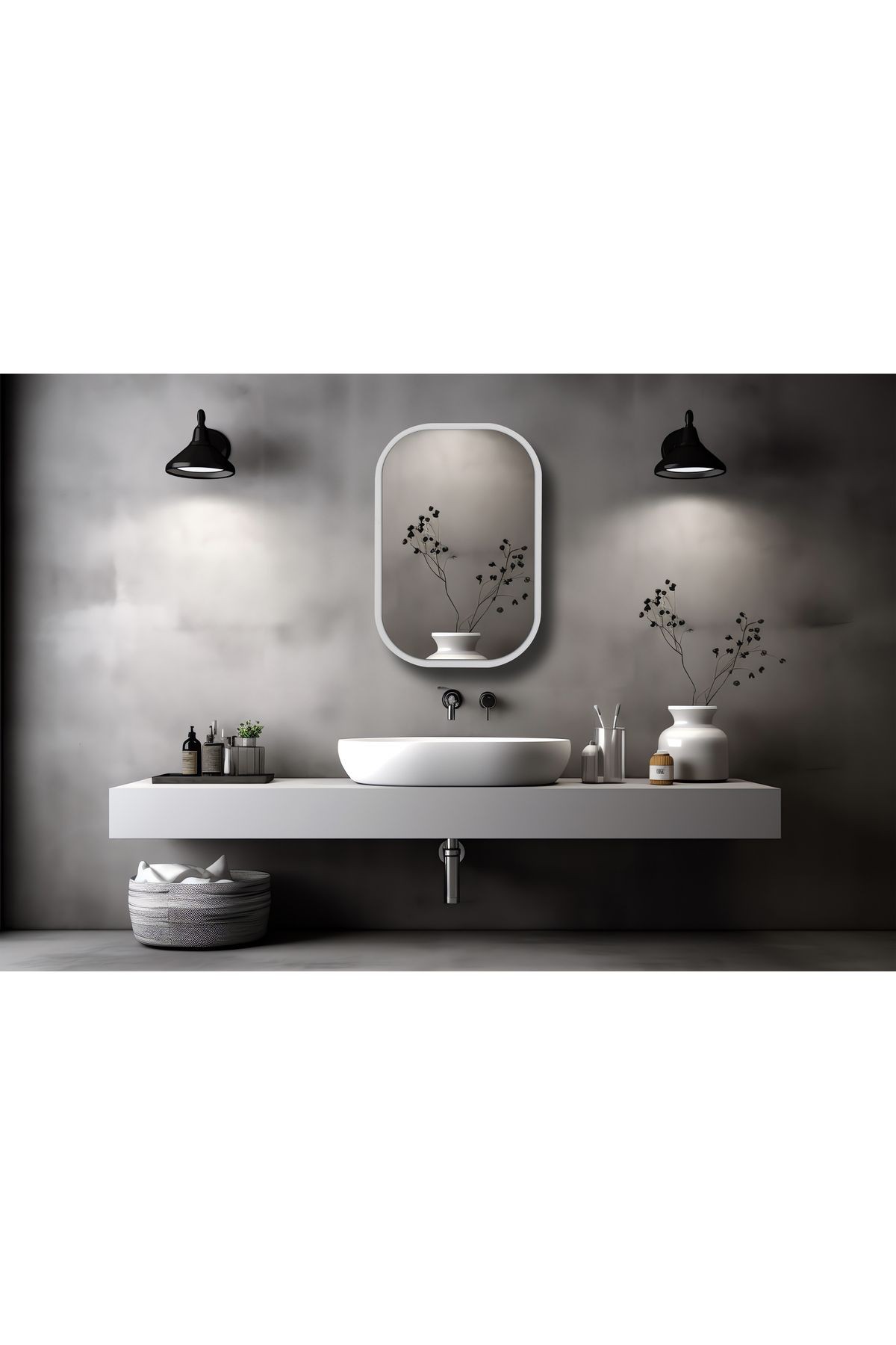 Side (BEYAZ) 75x50cm /banyo Dolabı Aynalı / Lavabo Üstü Dolap / Banyo Düzenleyici / Aynalı Dolap