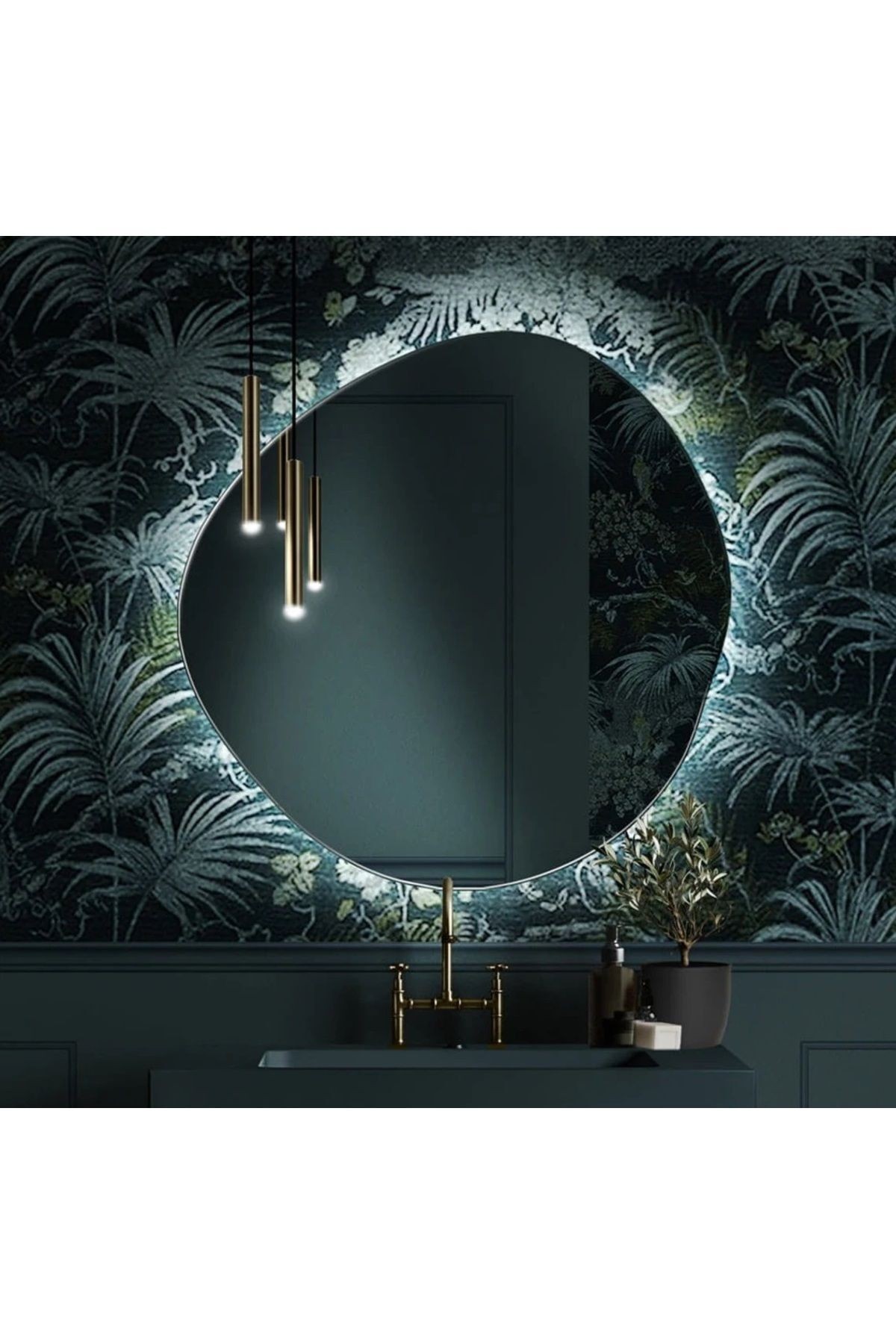 Flora Fuen Banyo Aynası Led Işıklı / Makyaj Aynası Lavabo Aynası / Ledli Ayna