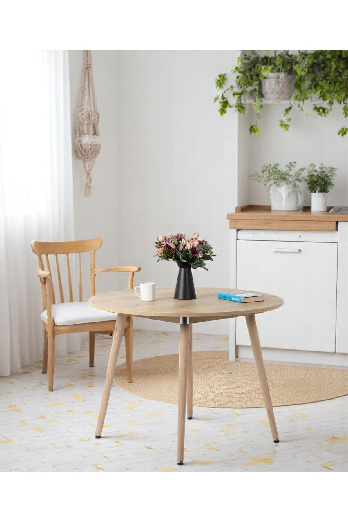 Bistro 100 Cm / Yuvarlak Mutfak Masası / Yuvarlak Yemek Masası / Meşe