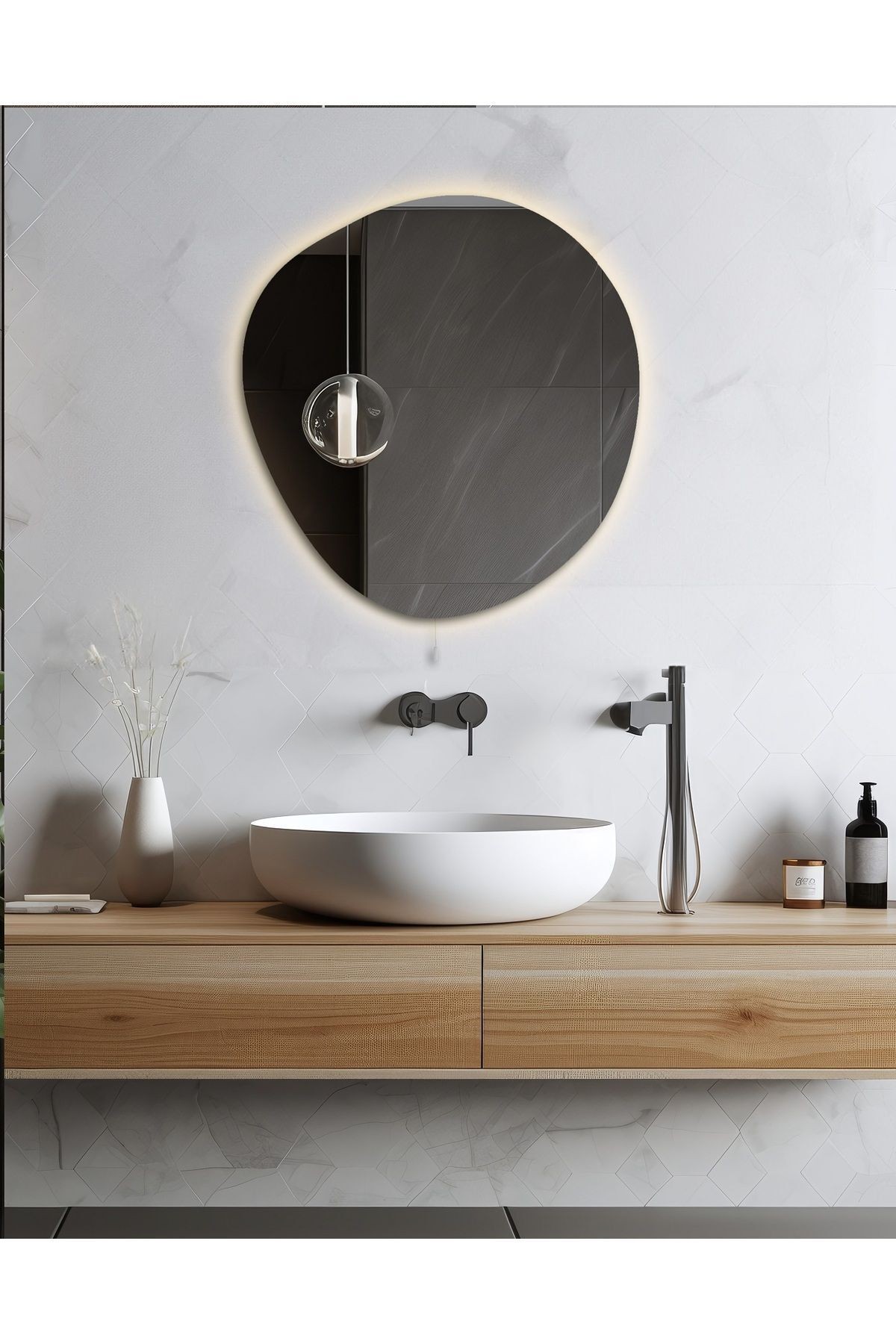Flora Fuen Banyo Aynası Led Işıklı / Makyaj Aynası Lavabo Aynası / Ledli Ayna