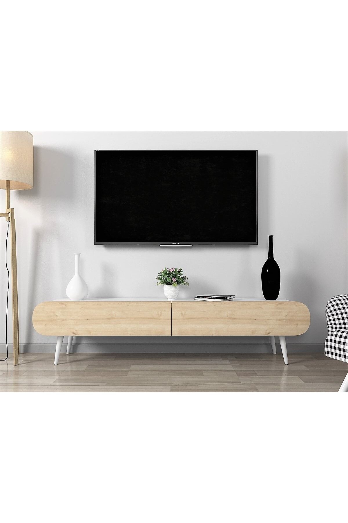 Flora Dia Dekoratiif Tv Ünitesi 150 Cm (BEYAZ-MEŞE)