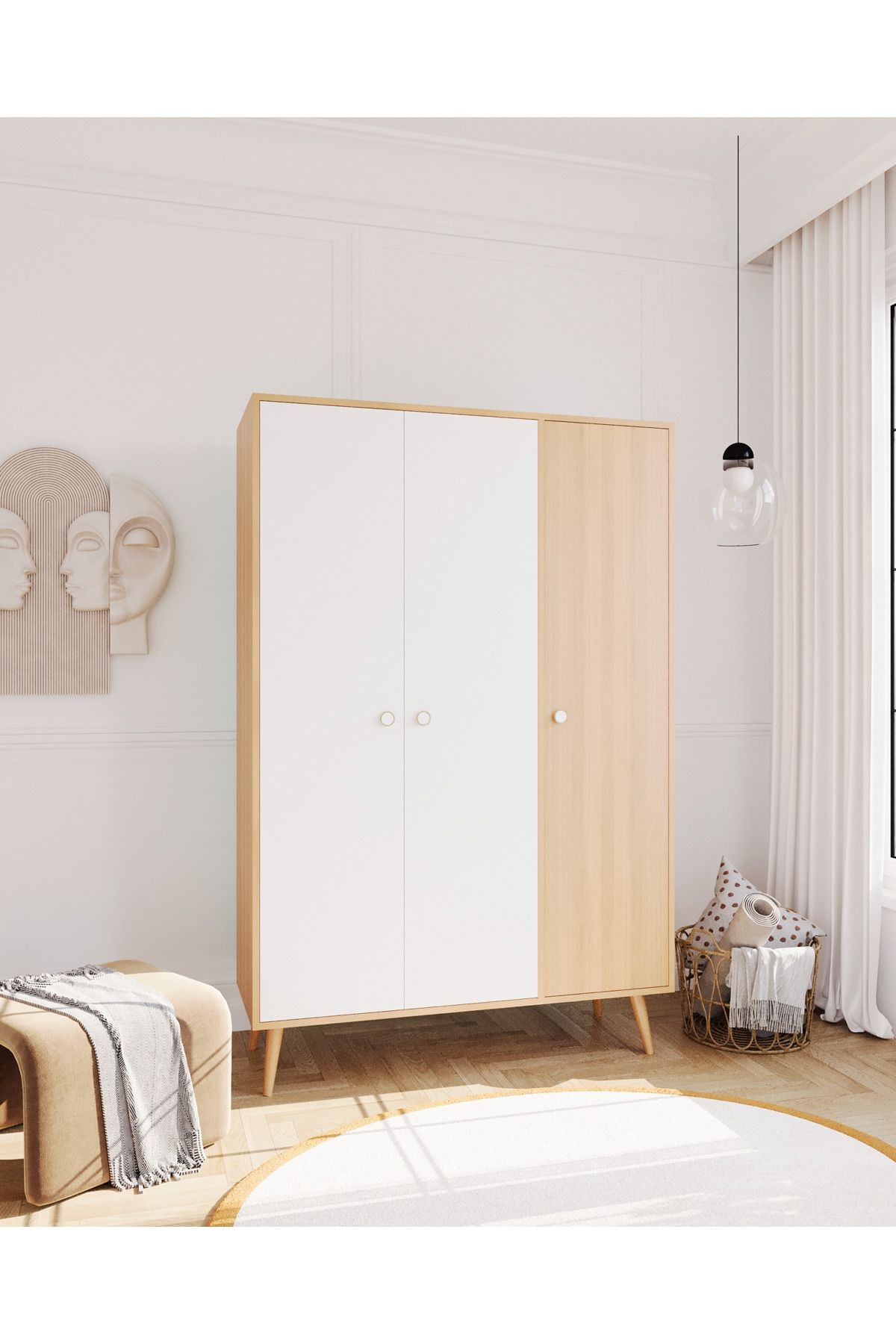 Milano Gardırop /Elbise Dolabı Üç Kapaklı  Dolap