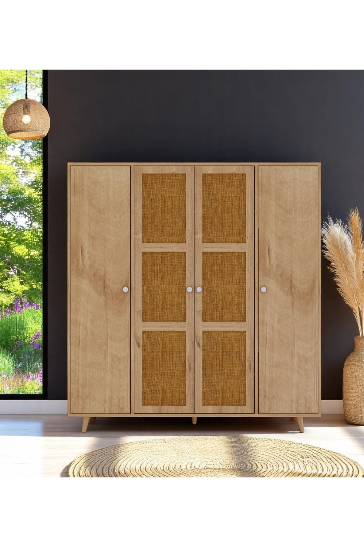 Bali Bohem Jüt 4 Kapaklı Gardırop / Elbise Dolabı 160cm