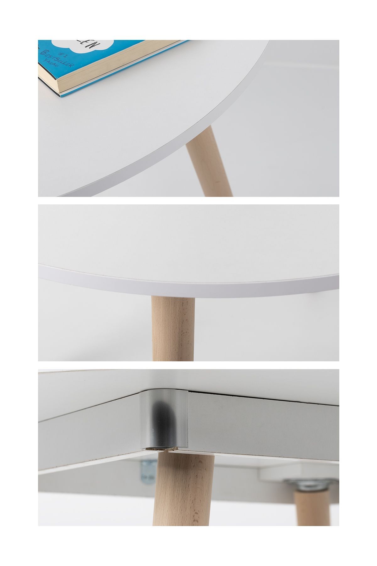 Bistro 80 Cm / Yuvarlak Mutfak Masası / Yuvarlak Yemek Masası / Beyaz