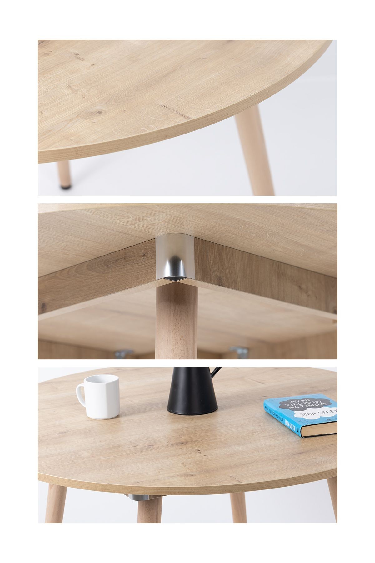 Bistro 90 Cm / Yuvarlak Mutfak Masası / Yuvarlak Yemek Masası / Meşe
