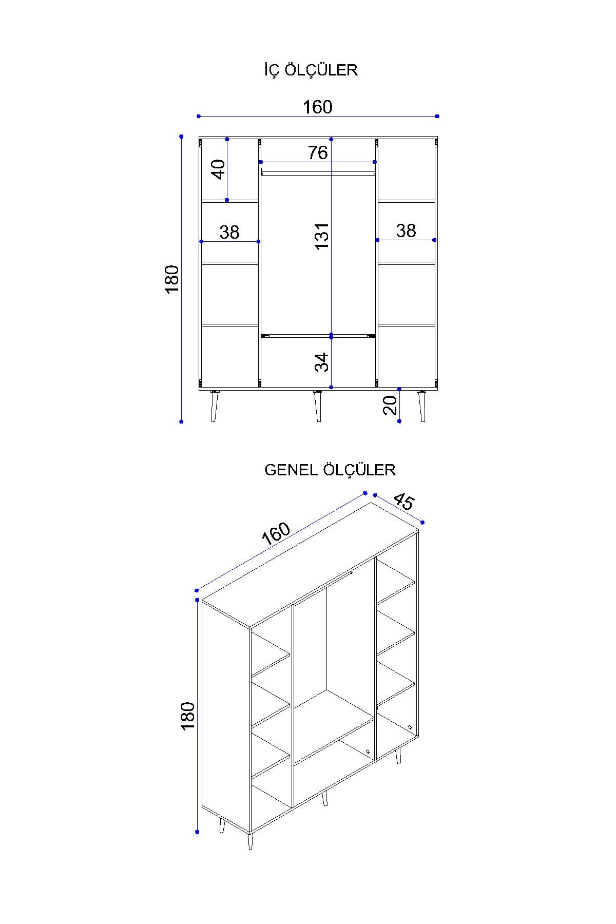 Aden (4)dört Kapaklı Aynalı Gardırop /elbise Dolabı / Gardırop