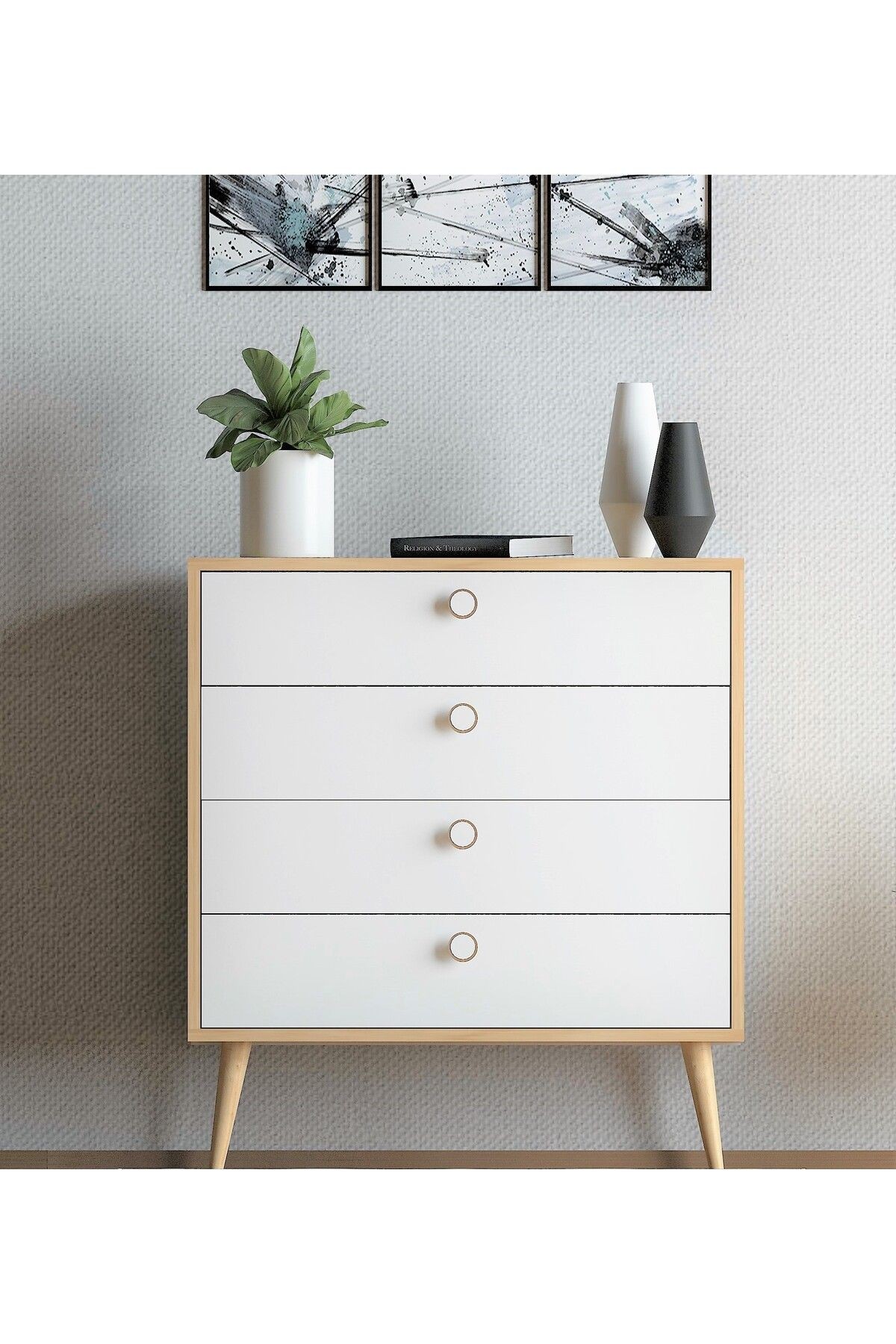 Zen  Şifonyer / Çok Amaçlı Dolap/ Çekmeceli Şifonyer / Kapaklı Şifonyer / 4 Çekmeceli Şifonyer 80CM