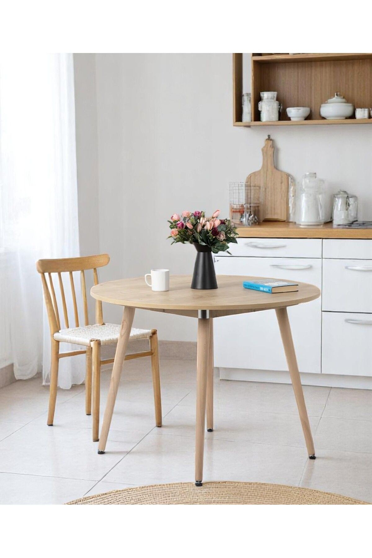 Bistro 100 Cm / Yuvarlak Mutfak Masası / Yuvarlak Yemek Masası / Meşe