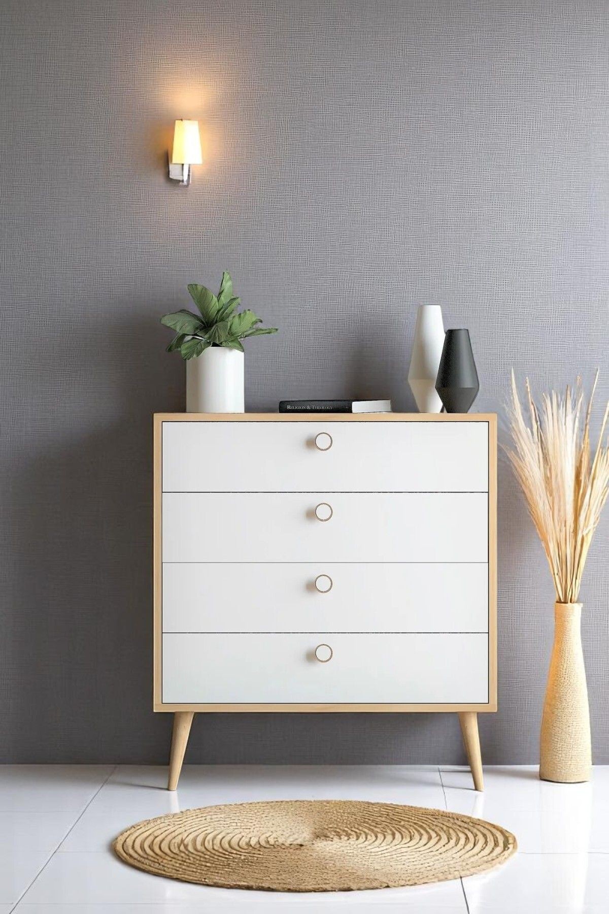 Zen  Şifonyer / Çok Amaçlı Dolap/ Çekmeceli Şifonyer / Kapaklı Şifonyer / 4 Çekmeceli Şifonyer 80CM